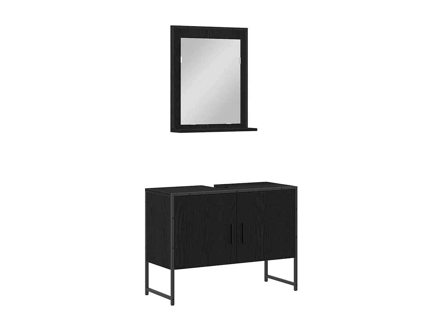 Ensemble de mobilier de salle de bain avec stockage 2 pcs Noir