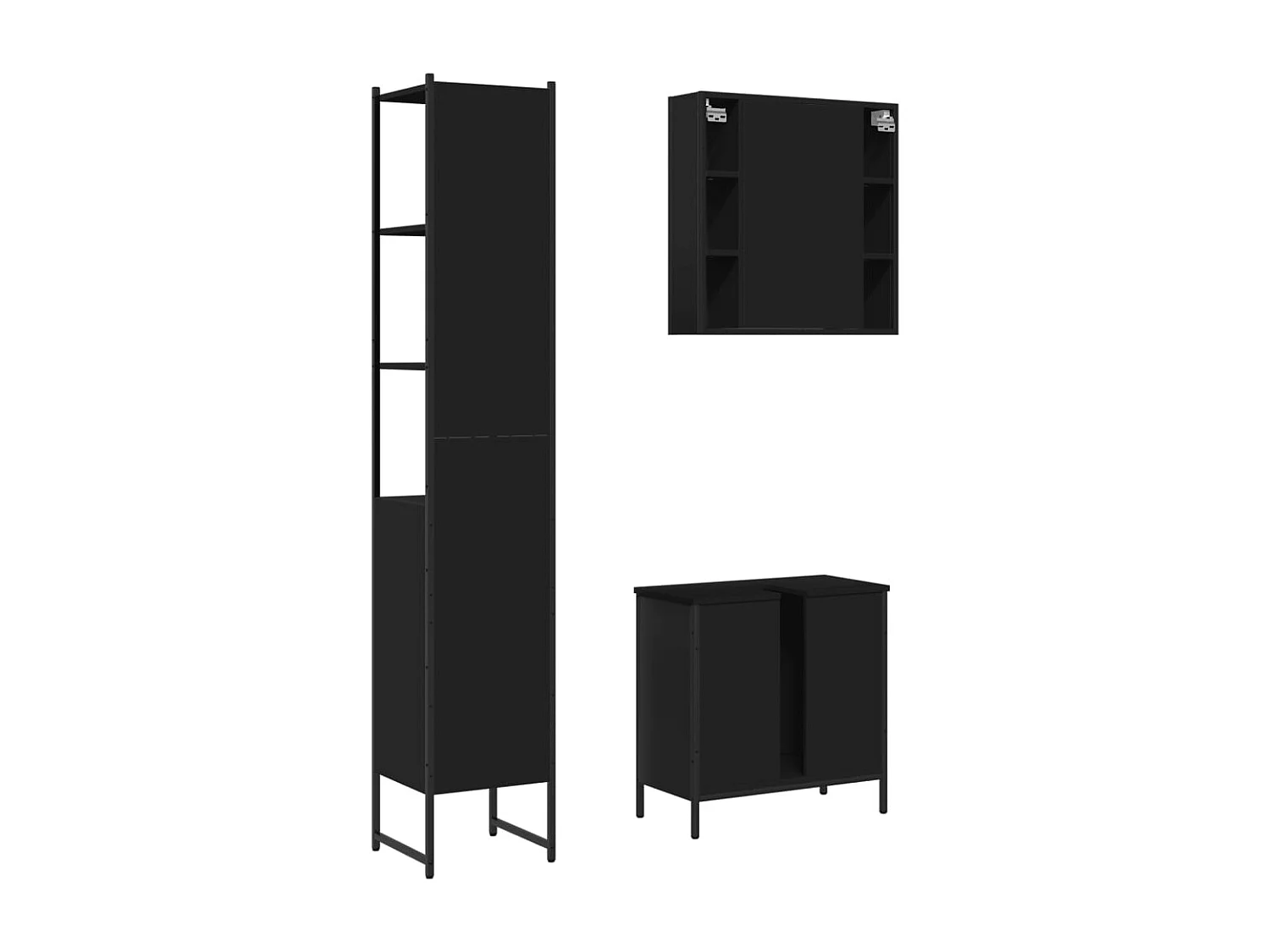 Ensemble d'armoires salle de bain 3 pcs noir bois d'ingénierie
