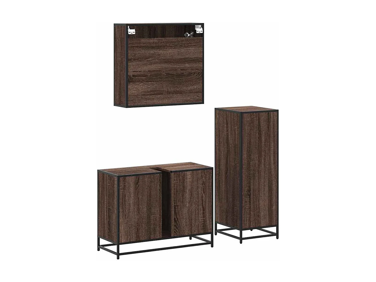 Ensemble de meubles de salle de bain 3 pcs Chêne marron