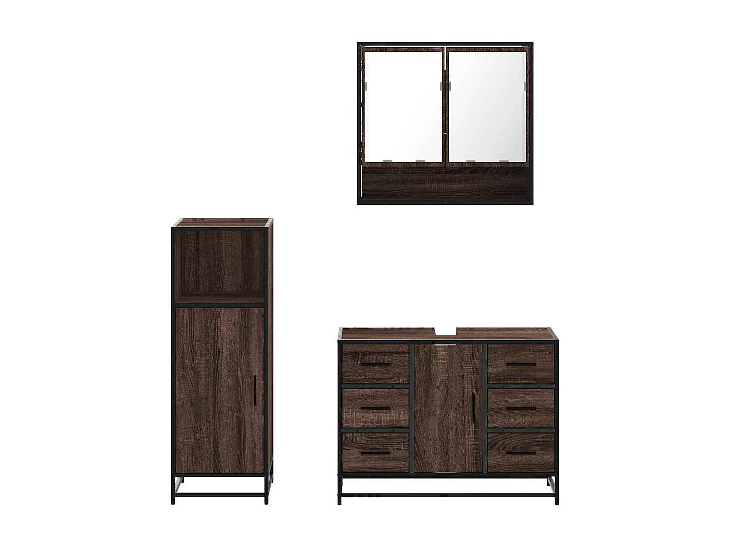 Ensemble de meubles de salle de bain 3 pcs Chêne marron
