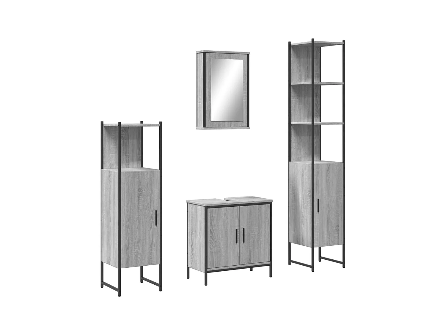 Sonoma Grey 4-delige badkamermeubelset