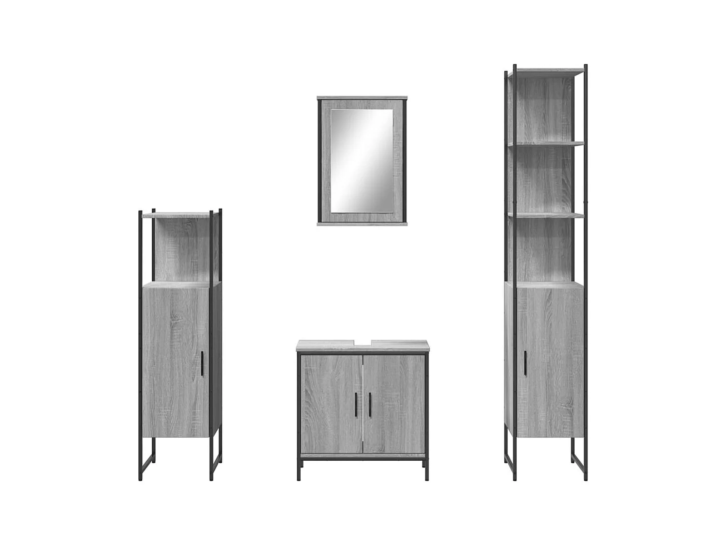 Sonoma Grey 4-delige badkamermeubelset