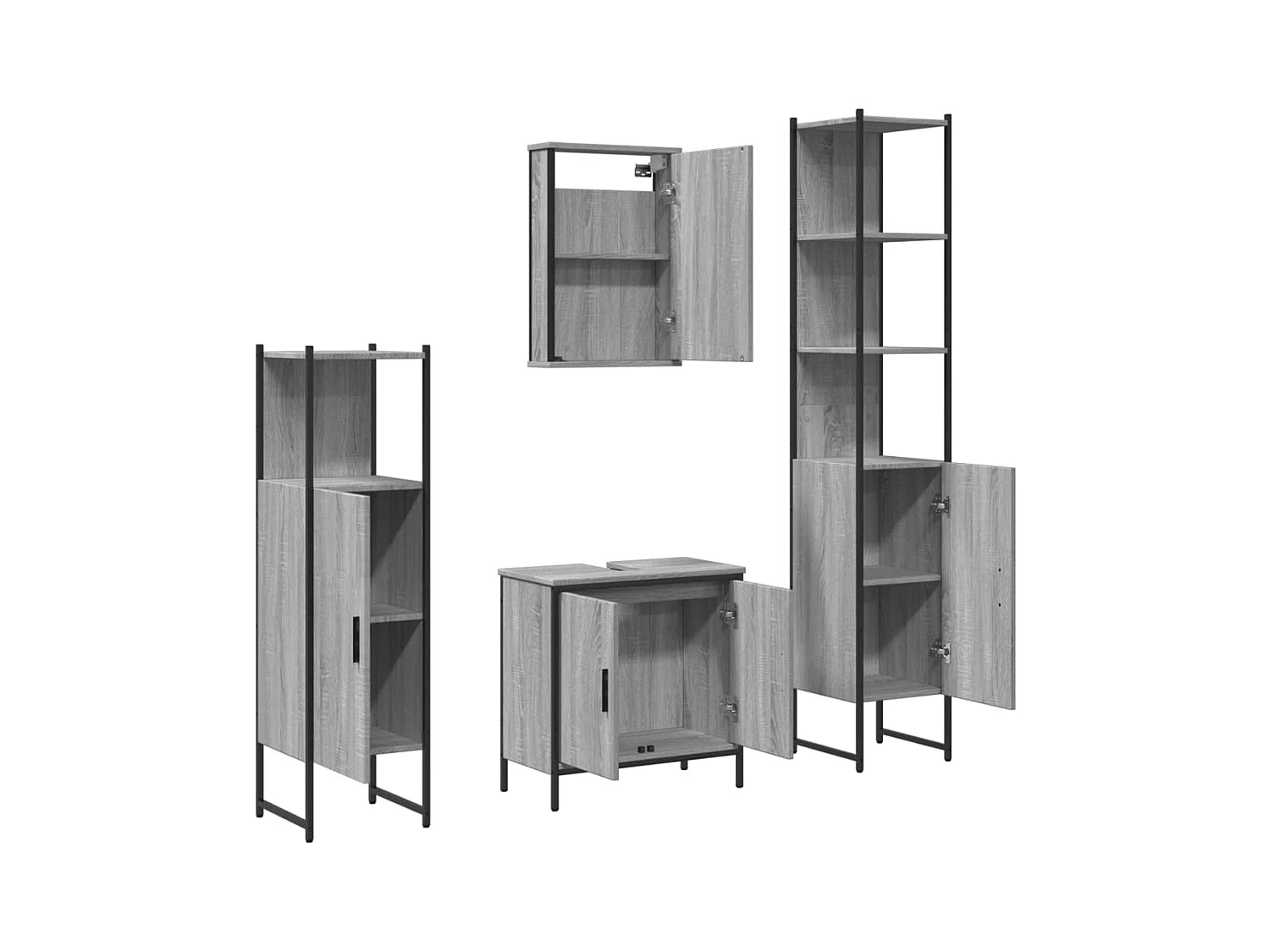 Sonoma Grey 4-delige badkamermeubelset