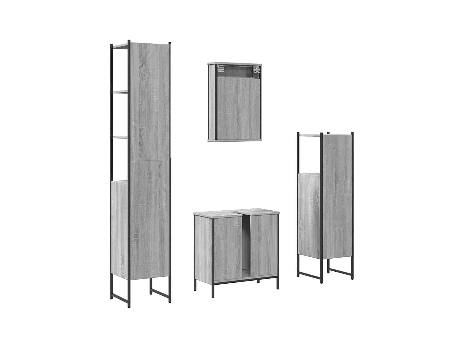 Sonoma Grey 4-delige badkamermeubelset