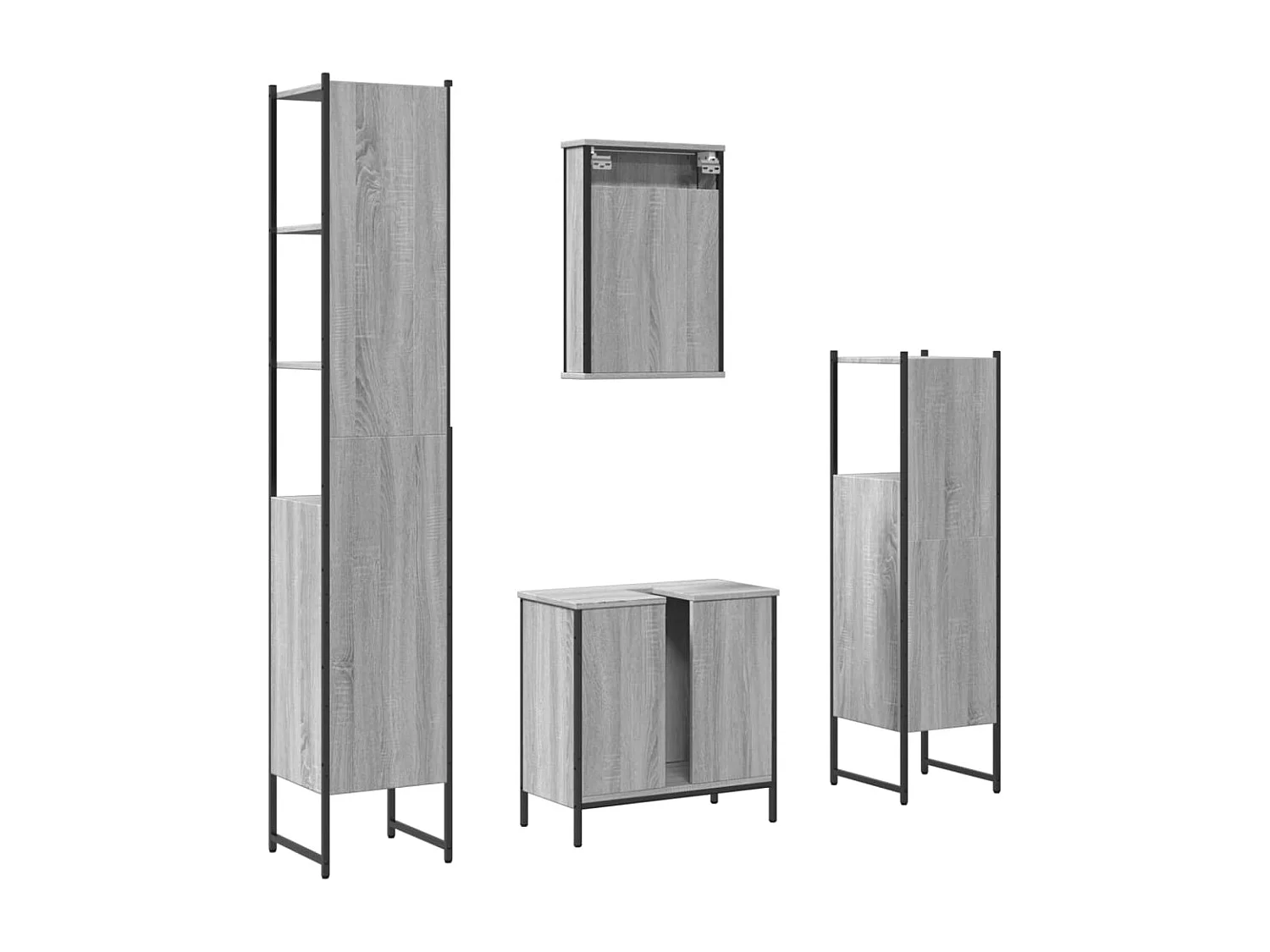 Sonoma Grey 4-delige badkamermeubelset