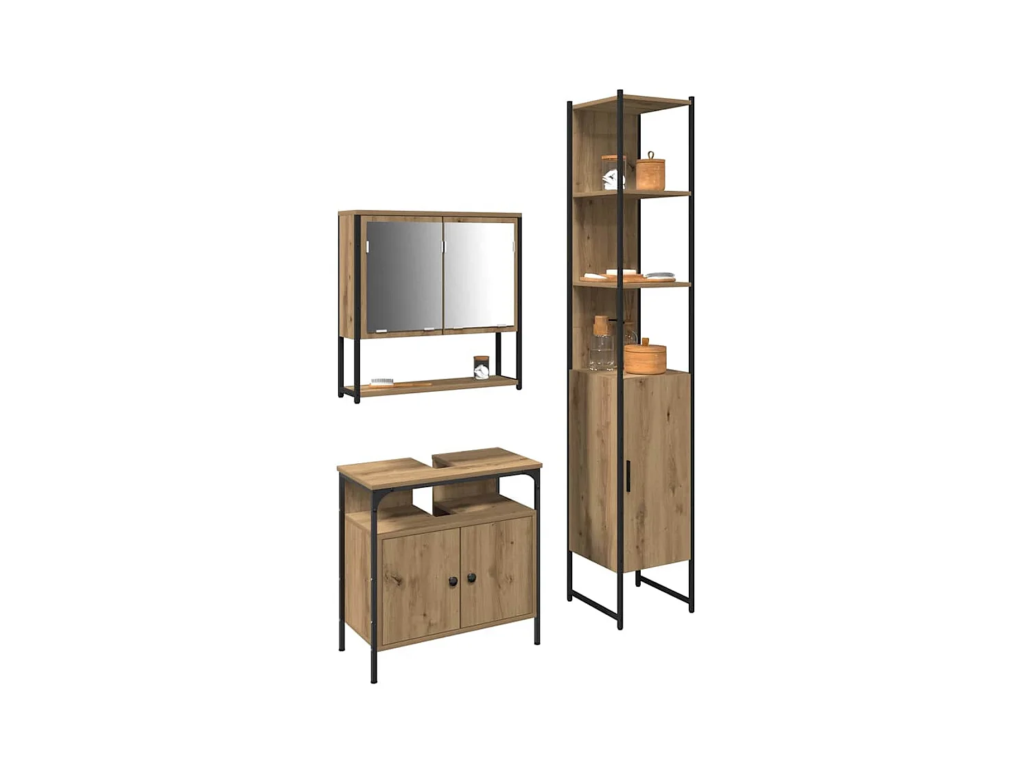 Ensemble de mobilier de salle de bain 3 pcs chêne artisanal