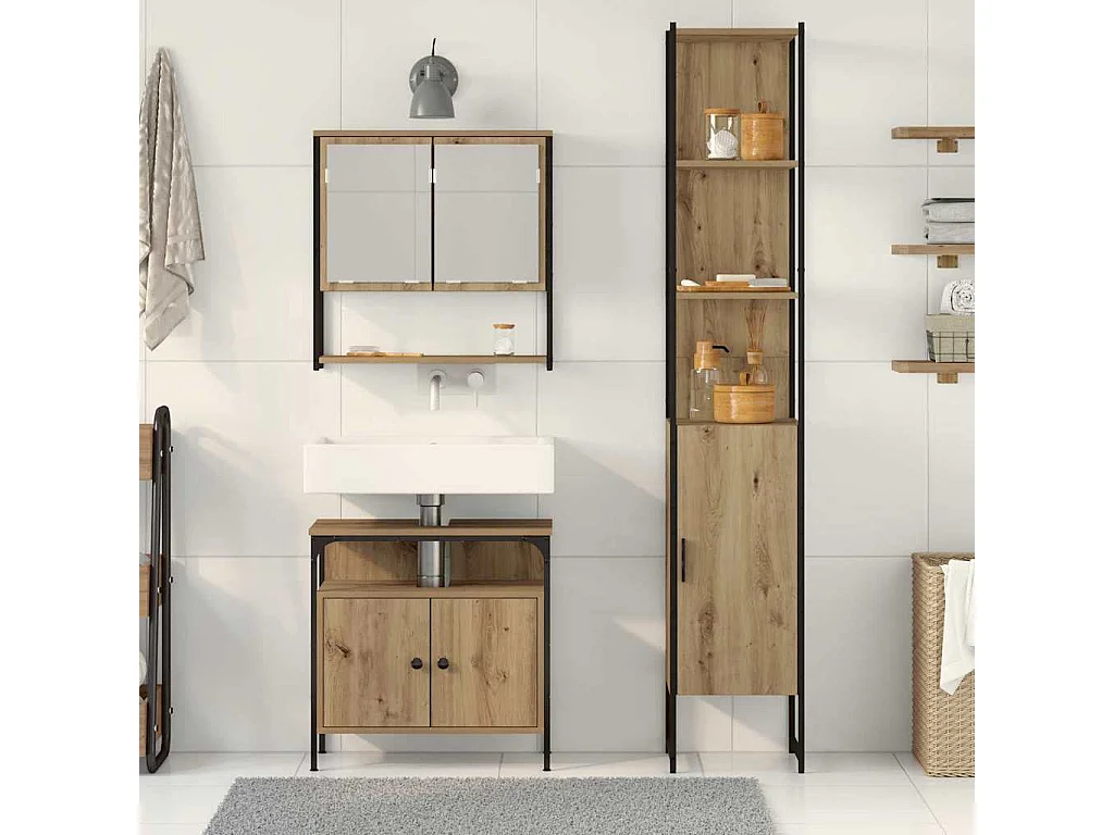 Ensemble de mobilier de salle de bain 3 pcs chêne artisanal