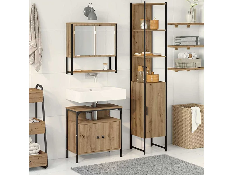 Ensemble de mobilier de salle de bain 3 pcs chêne artisanal