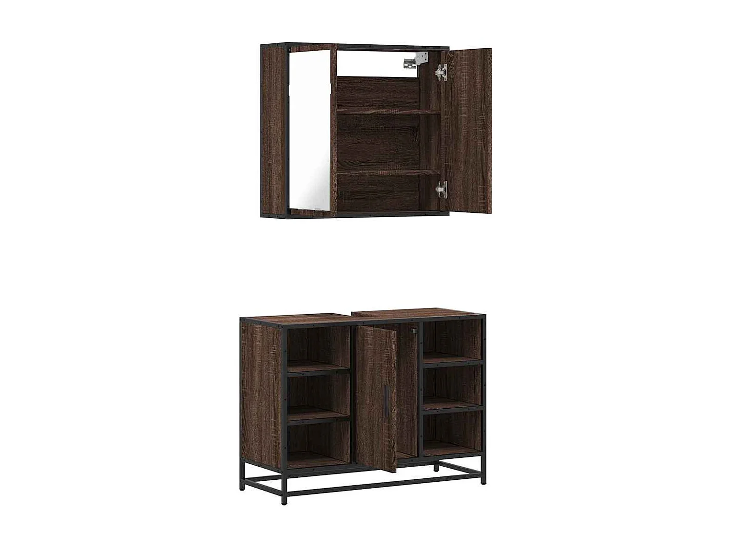 2-delige badkamermeubelset Bruin eiken