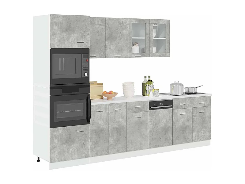 Set di mobili da bagno 7 pezzi "Lyon" grigio cemento