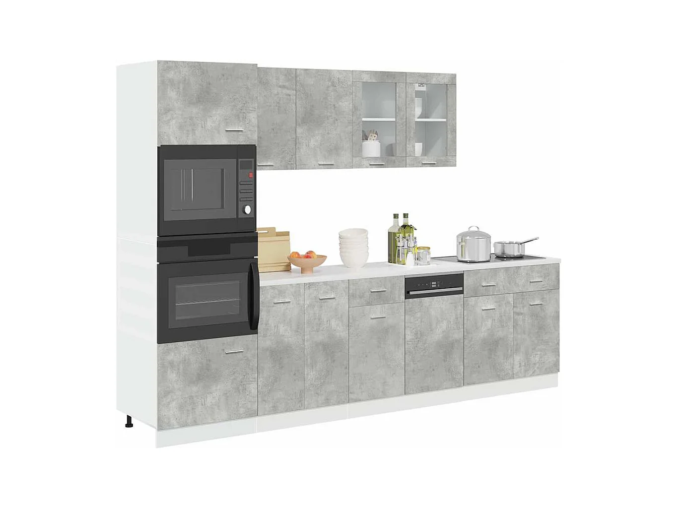 Ensemble de meubles de salle de bain 7 pcs "Lyon" gris béton