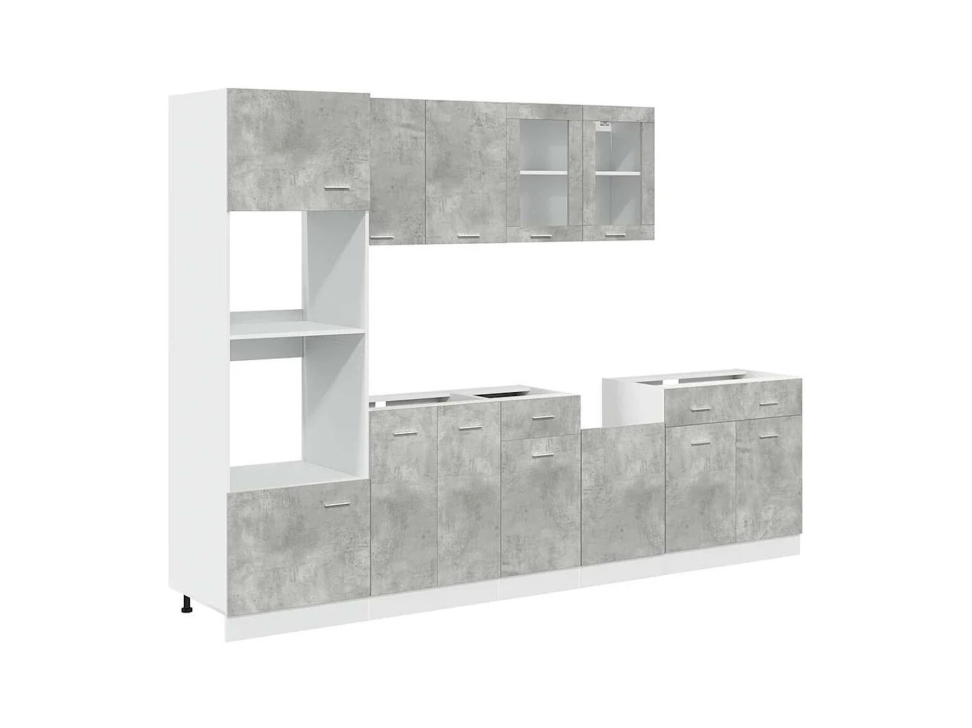 Ensemble de meubles de salle de bain 7 pcs "Lyon" gris béton