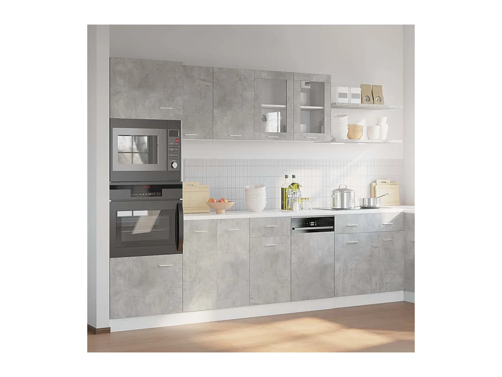 Ensemble de meubles de salle de bain 7 pcs "Lyon" gris béton