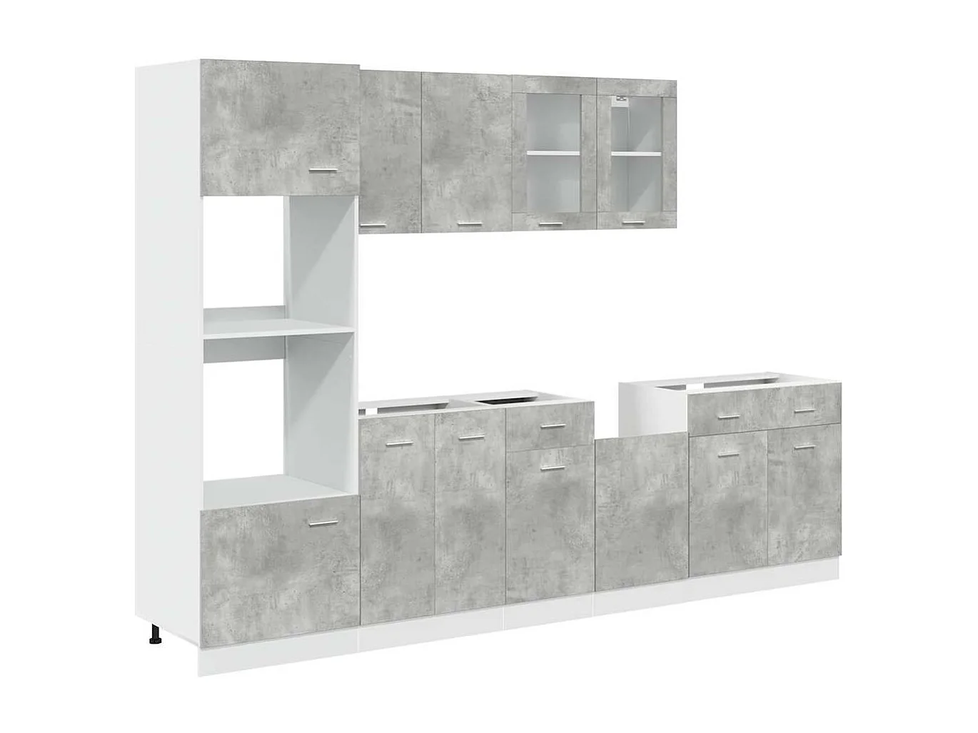 Ensemble de meubles de salle de bain 7 pcs "Lyon" gris béton