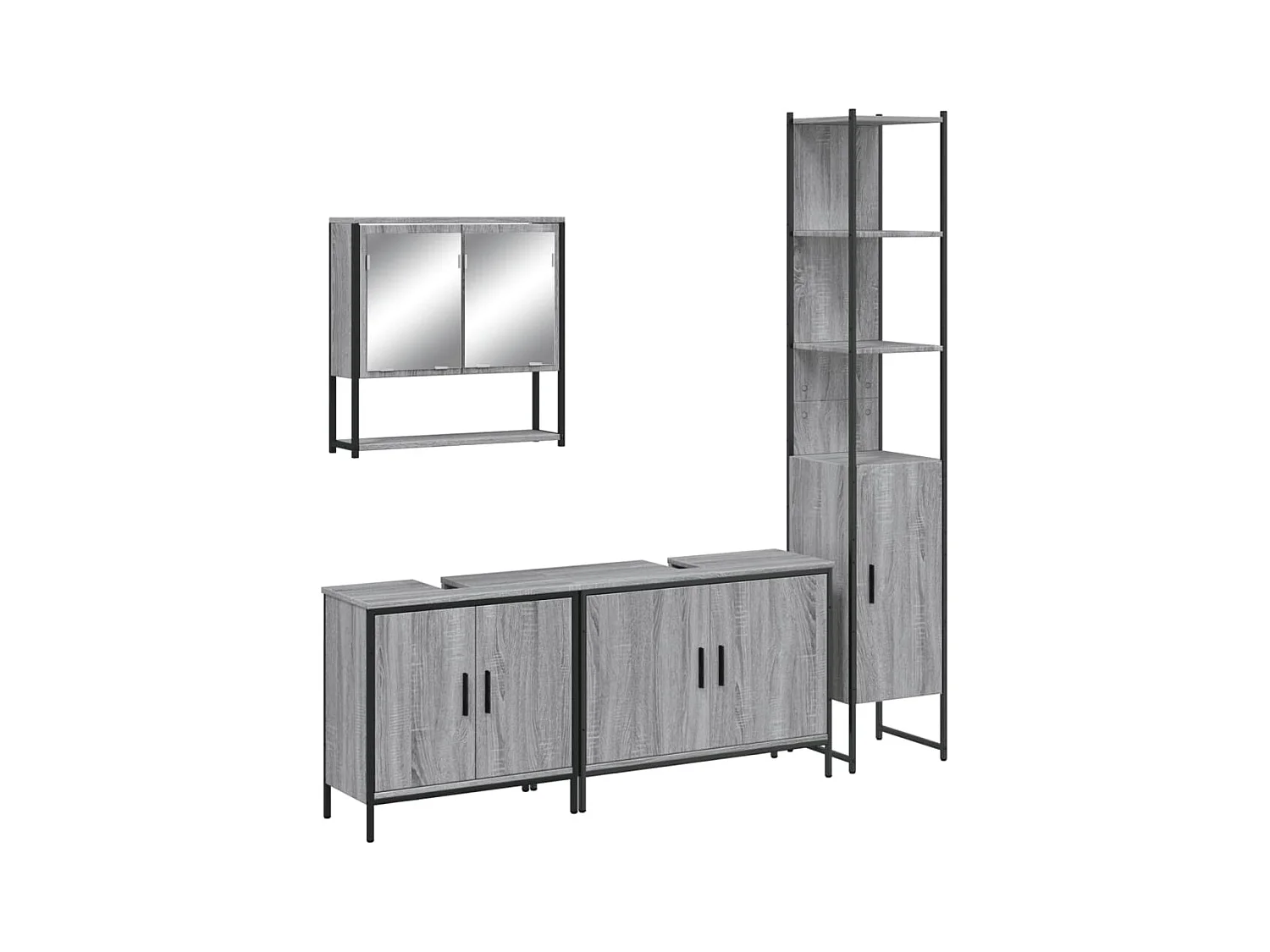 Ensemble de meubles de salle de bain 4 pcs Sonoma gris