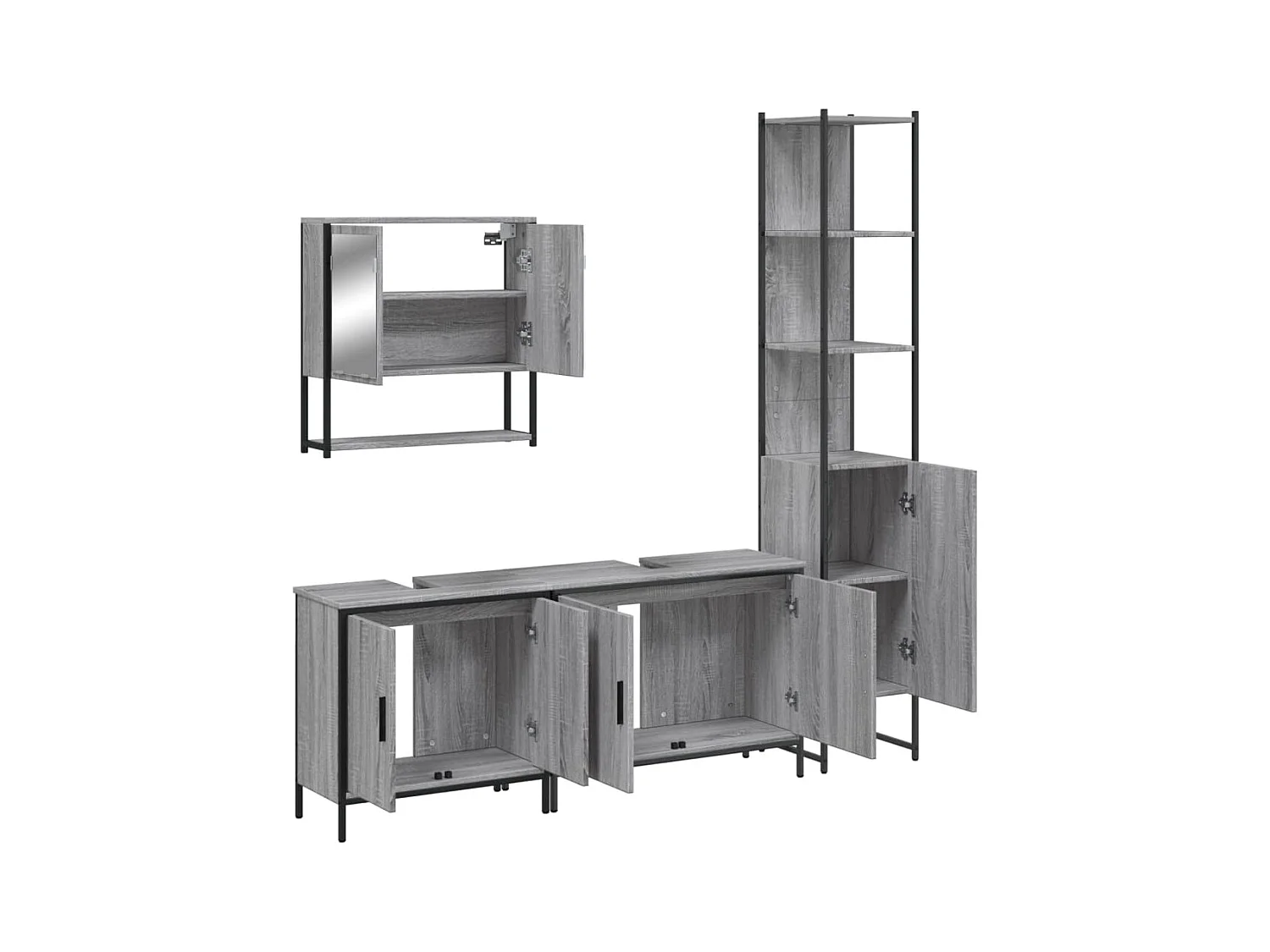 Ensemble de meubles de salle de bain 4 pcs Sonoma gris