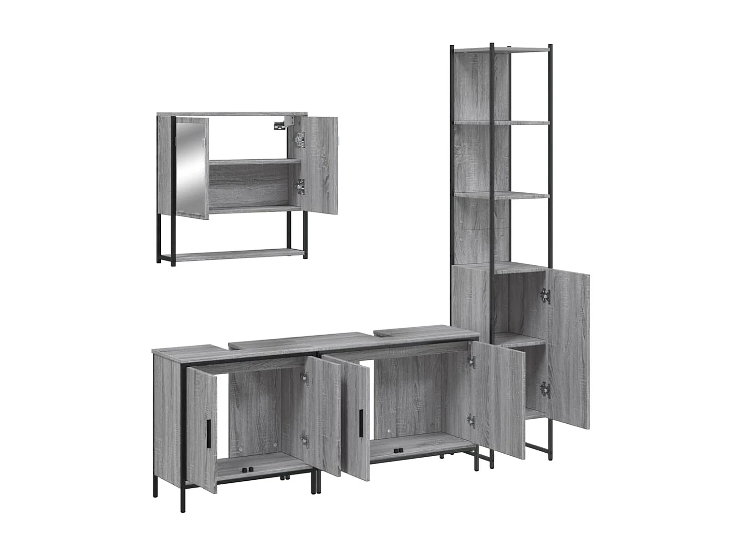 Ensemble de meubles de salle de bain 4 pcs Sonoma gris