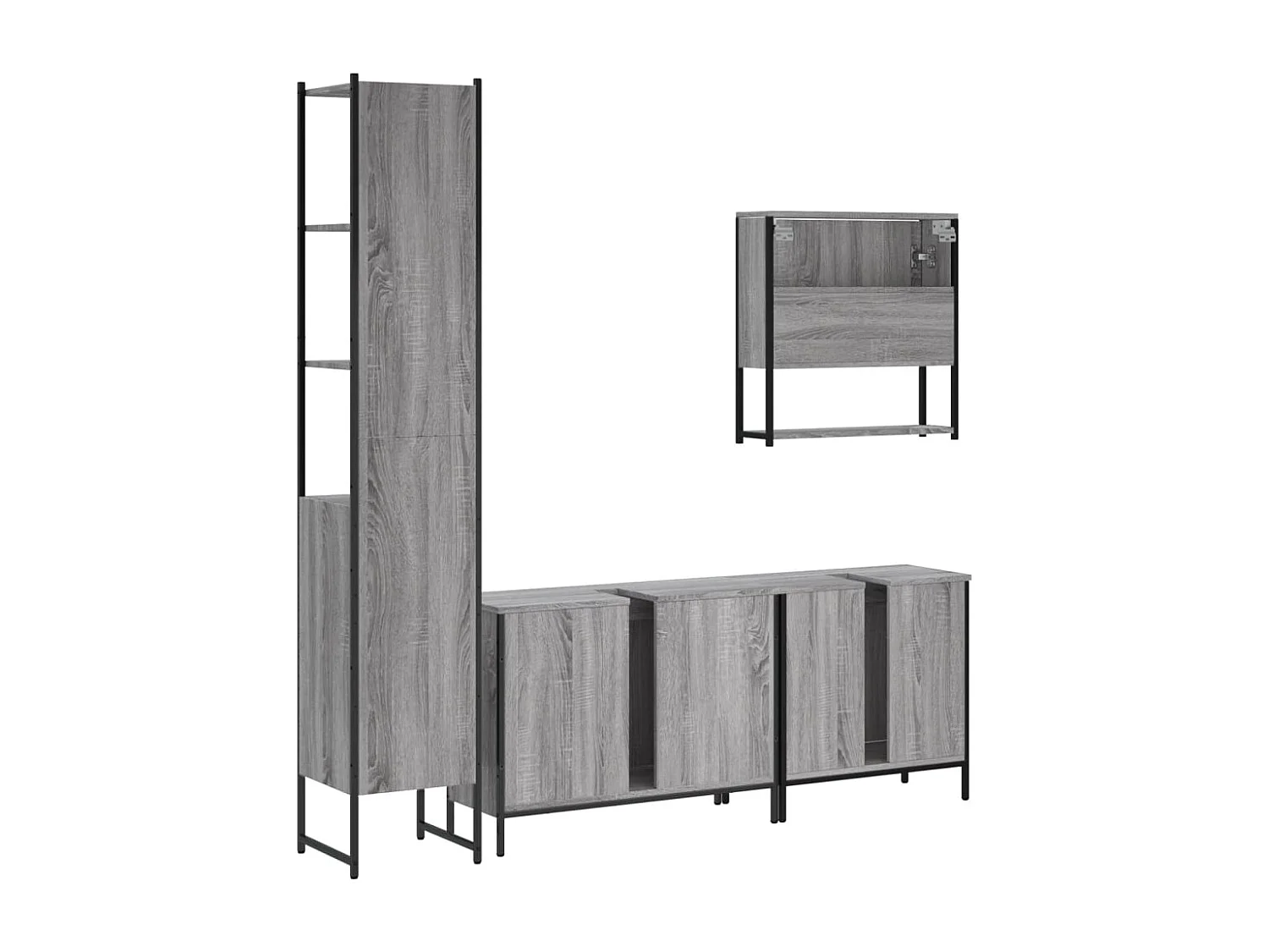 Ensemble de meubles de salle de bain 4 pcs Sonoma gris