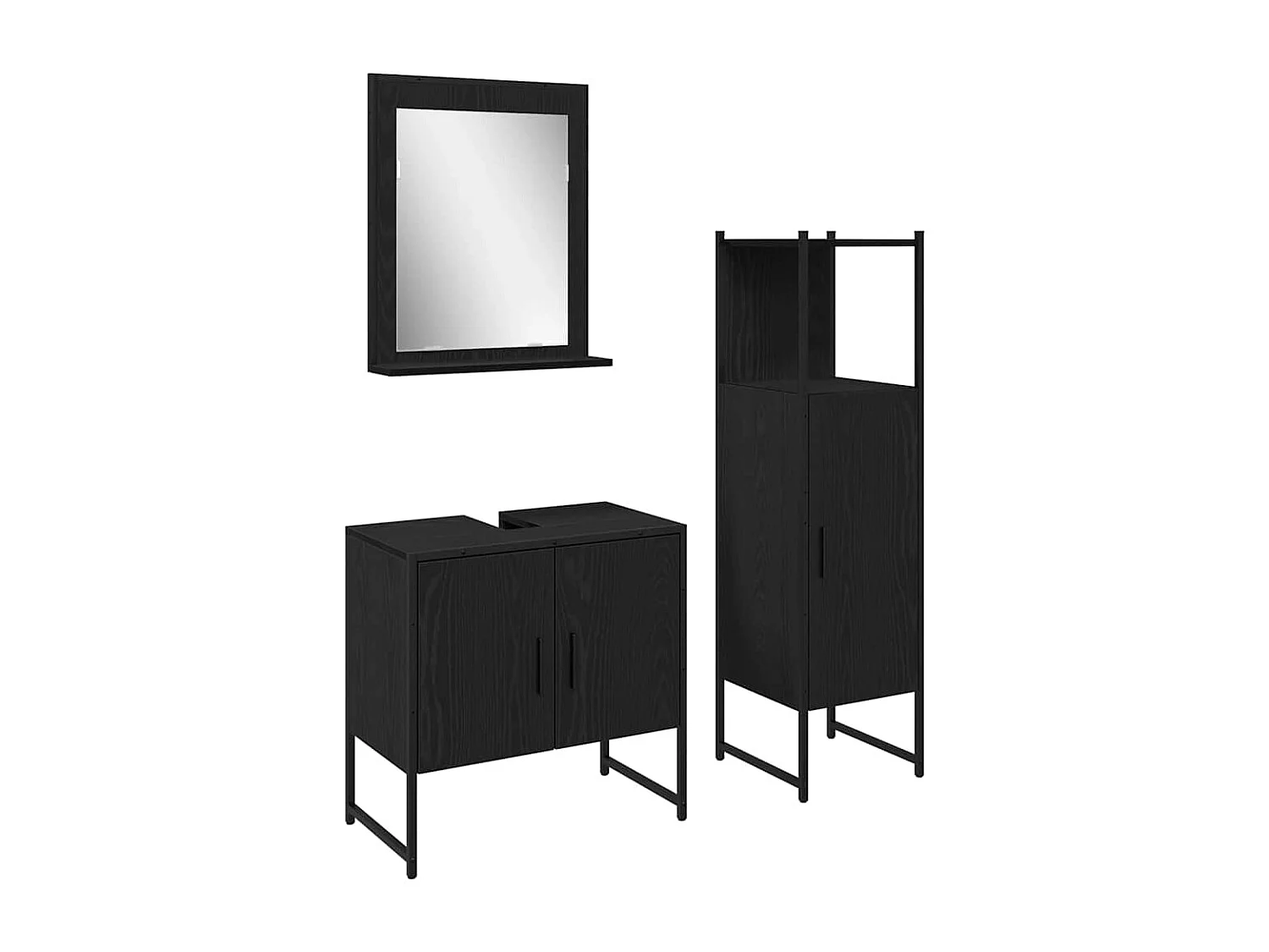 Ensemble de mobilier de salle de bain avec stockage 3 pcs Noir
