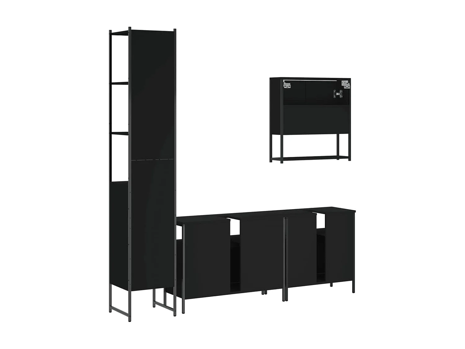 Ensemble de meubles salle de bain 4 pcs noir bois d'ingénierie