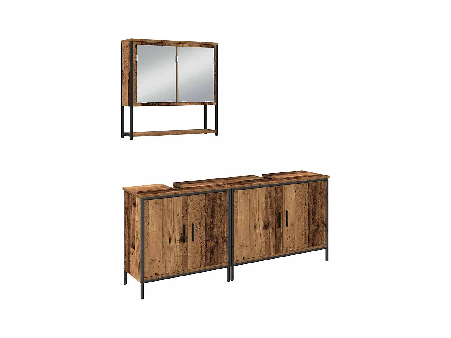 Ensemble de mobilier de salle de bain avec porte 3 pcs Marron