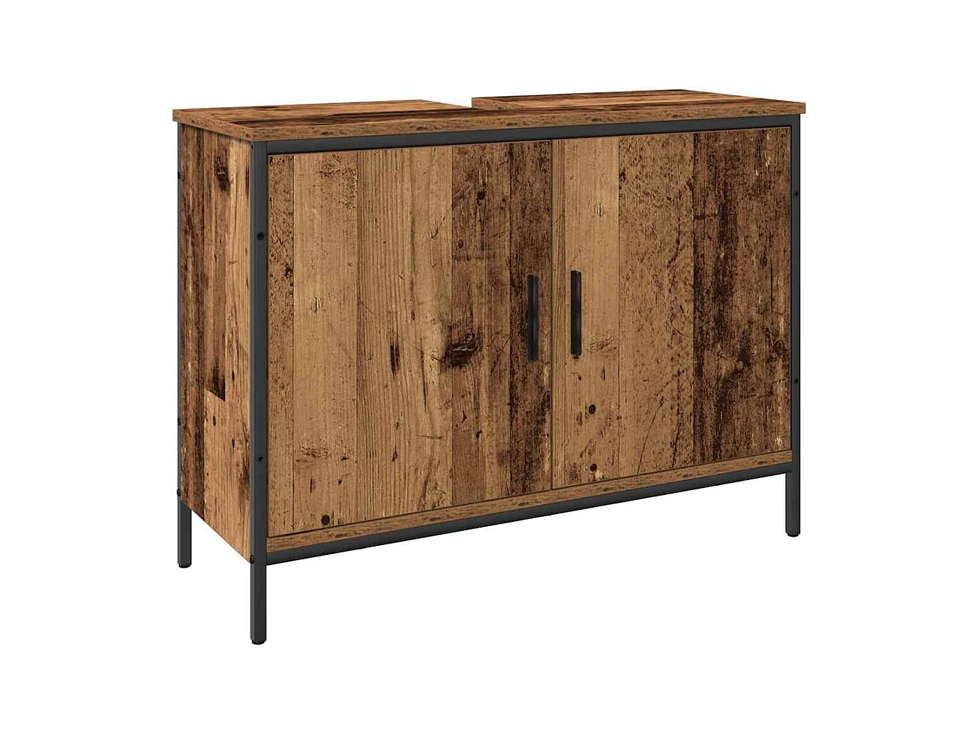 Ensemble de mobilier de salle de bain avec porte 3 pcs Marron