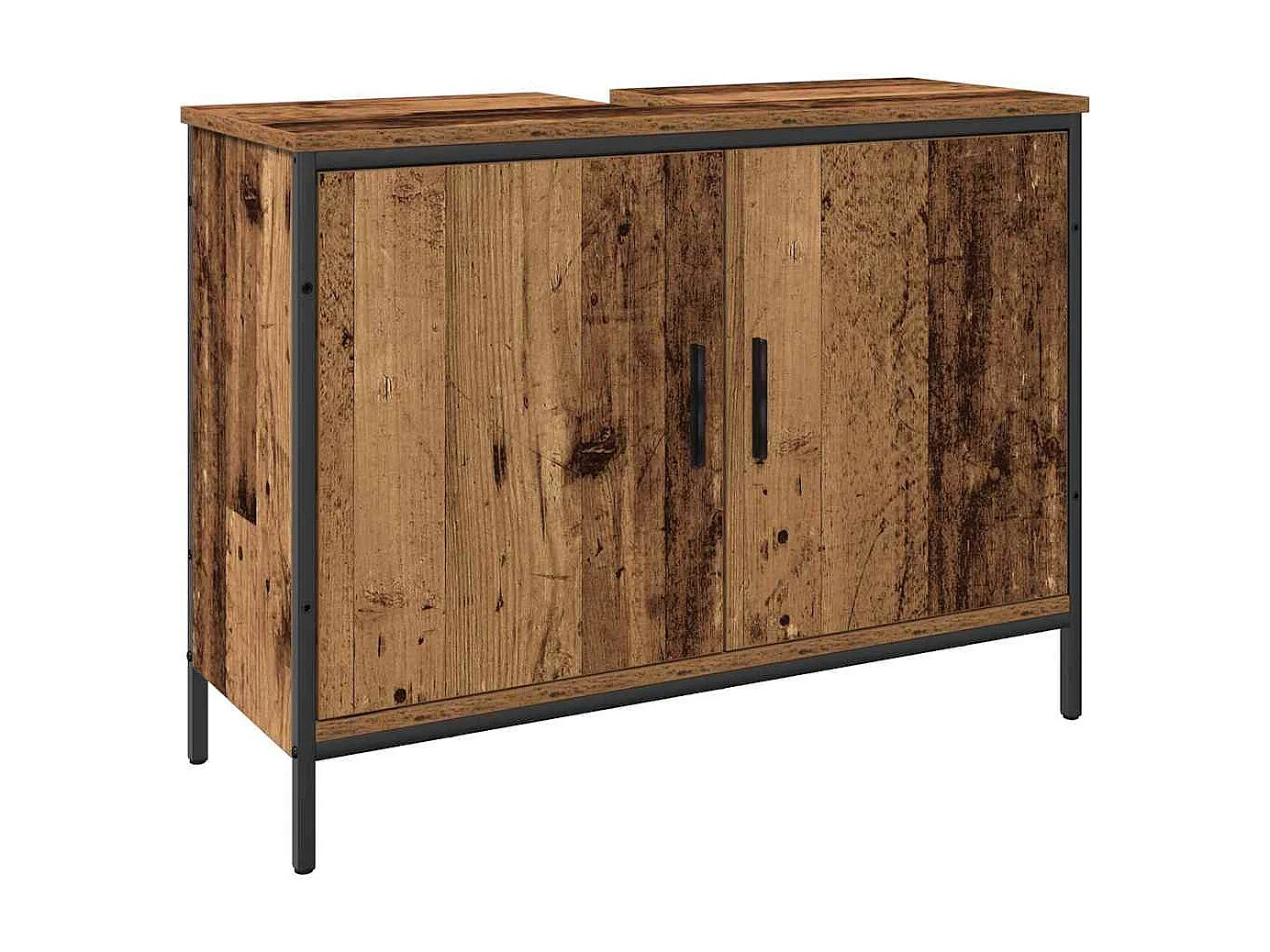 Ensemble de mobilier de salle de bain avec porte 3 pcs Marron