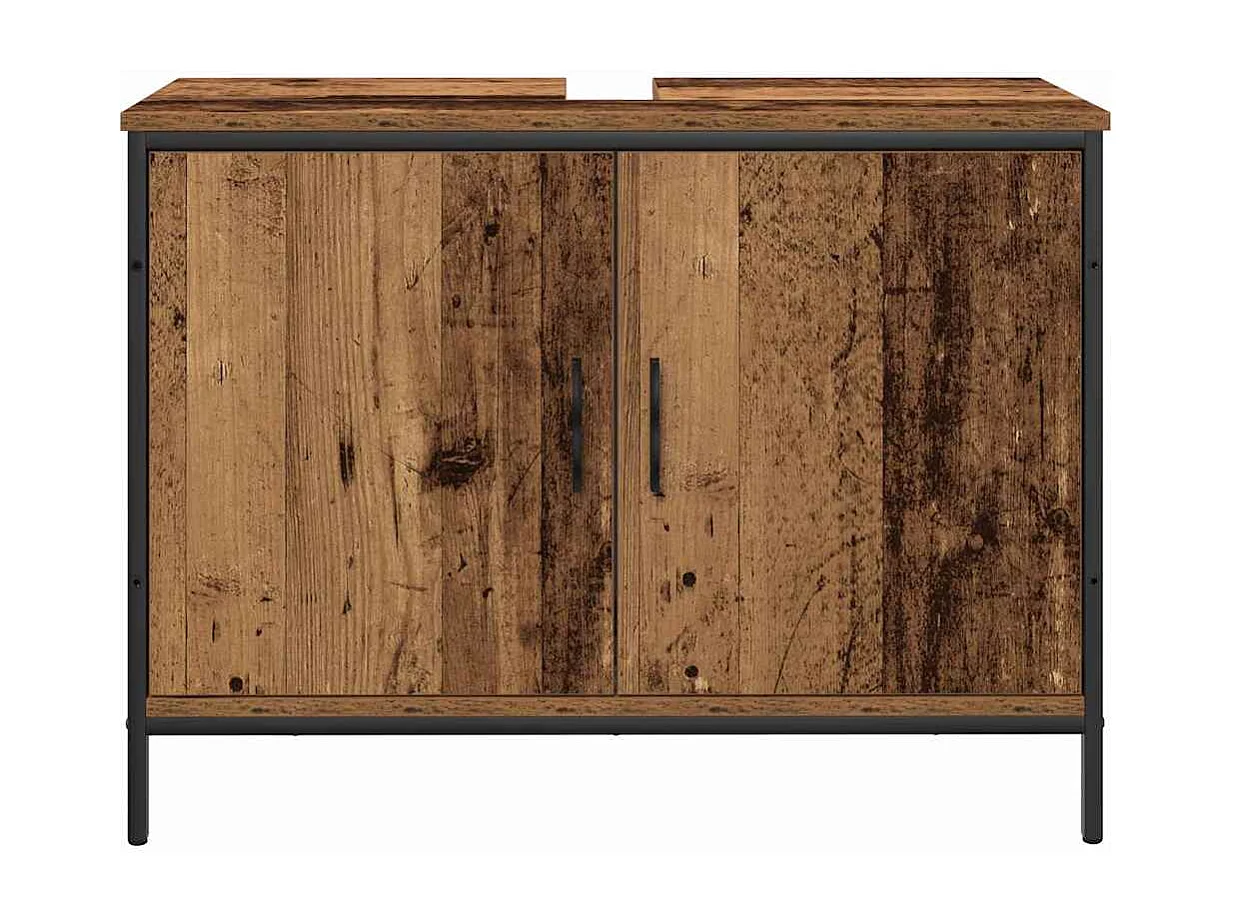 Ensemble de mobilier de salle de bain avec porte 3 pcs Marron