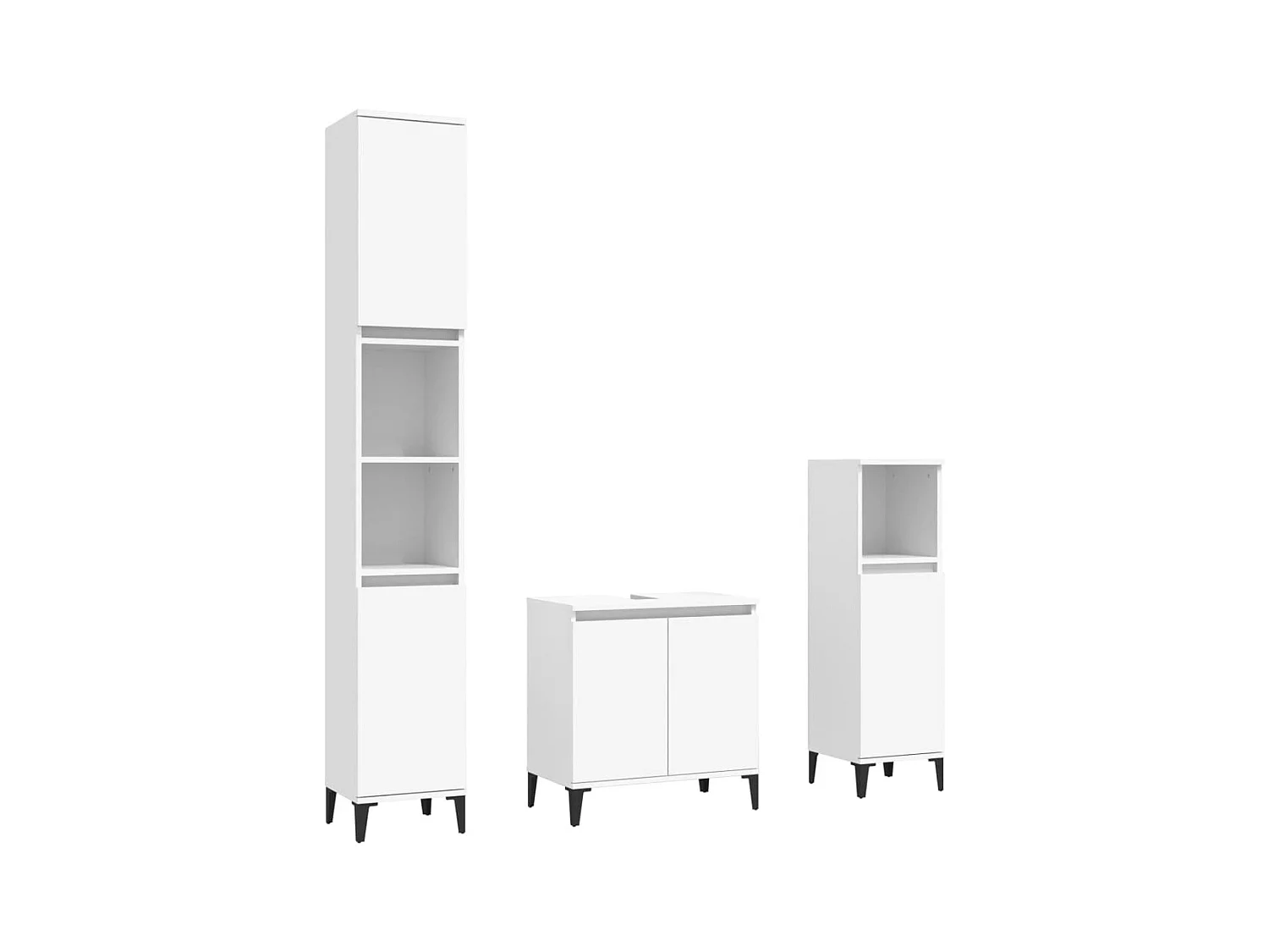 Ensemble de meubles salle de bain 3 pcs blanc bois d'ingénierie