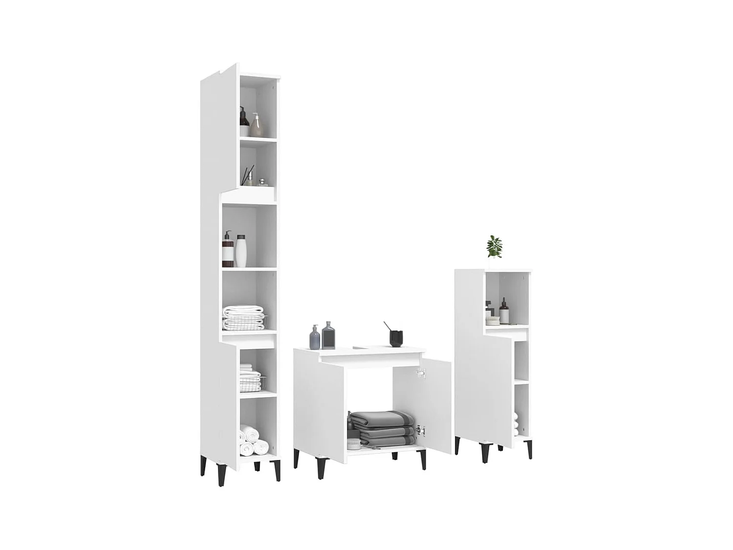 Ensemble de meubles salle de bain 3 pcs blanc bois d'ingénierie