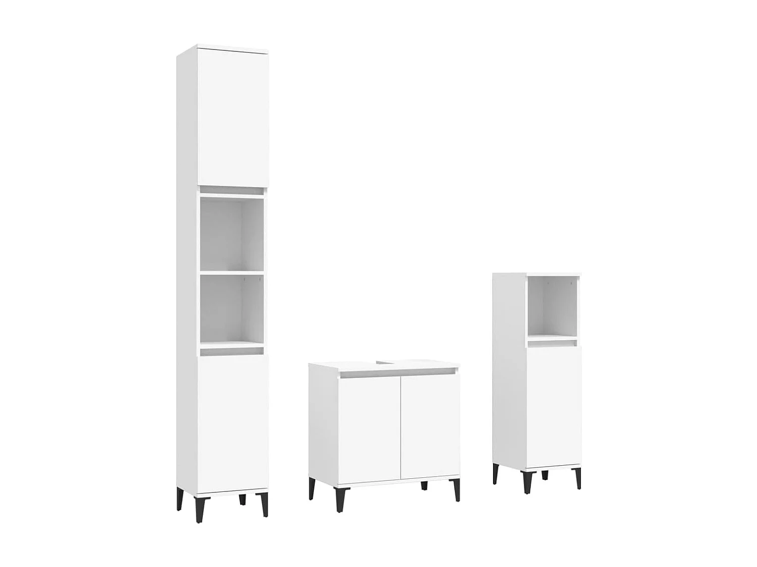 Conjunto de muebles de baño de 3 piezas de madera de ingeniería blanca