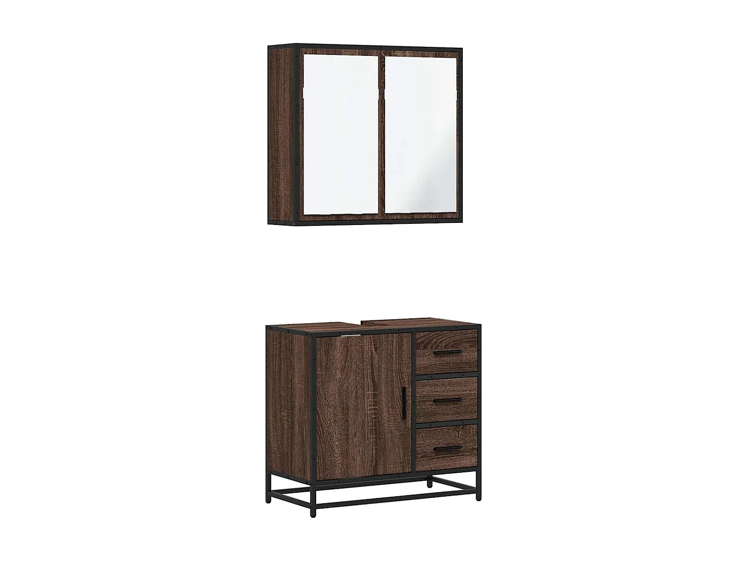 Ensemble de meubles de salle de bain 2 pcs Chêne marron