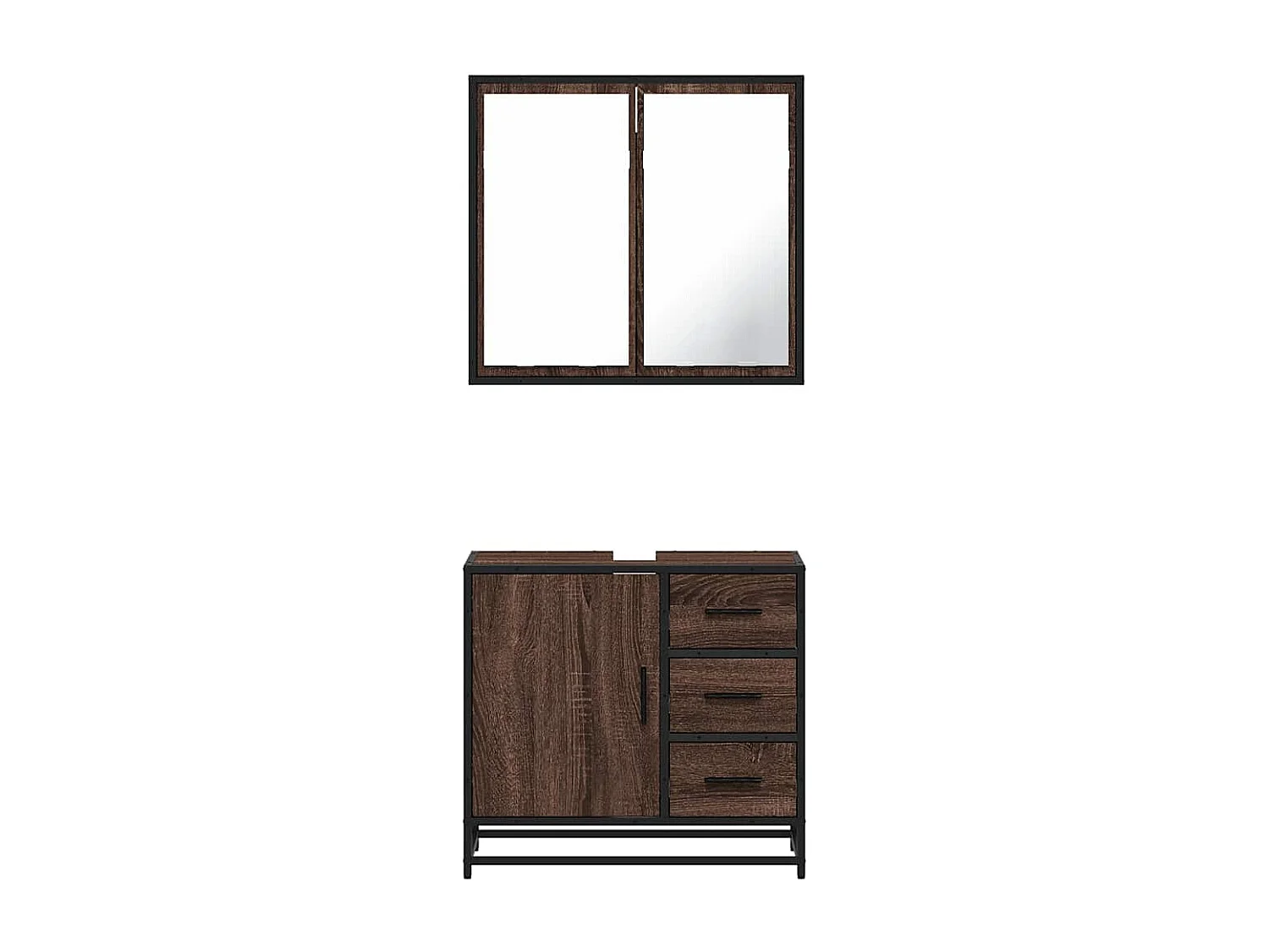Ensemble de meubles de salle de bain 2 pcs Chêne marron