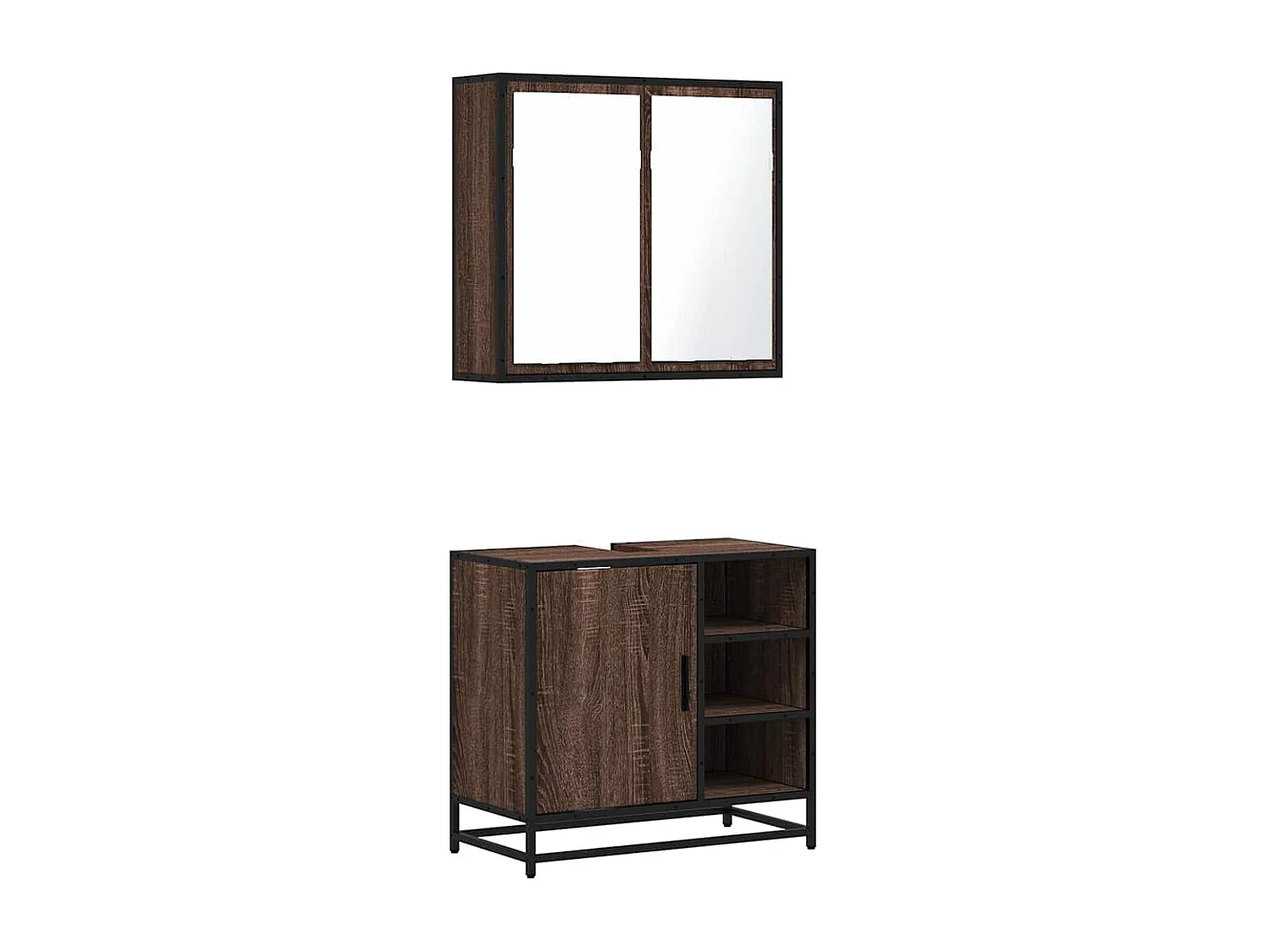 Conjunto de muebles de baño de 2 piezas Roble marrón