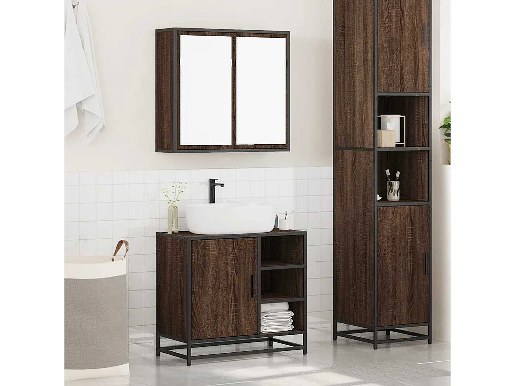 Conjunto de muebles de baño de 2 piezas Roble marrón