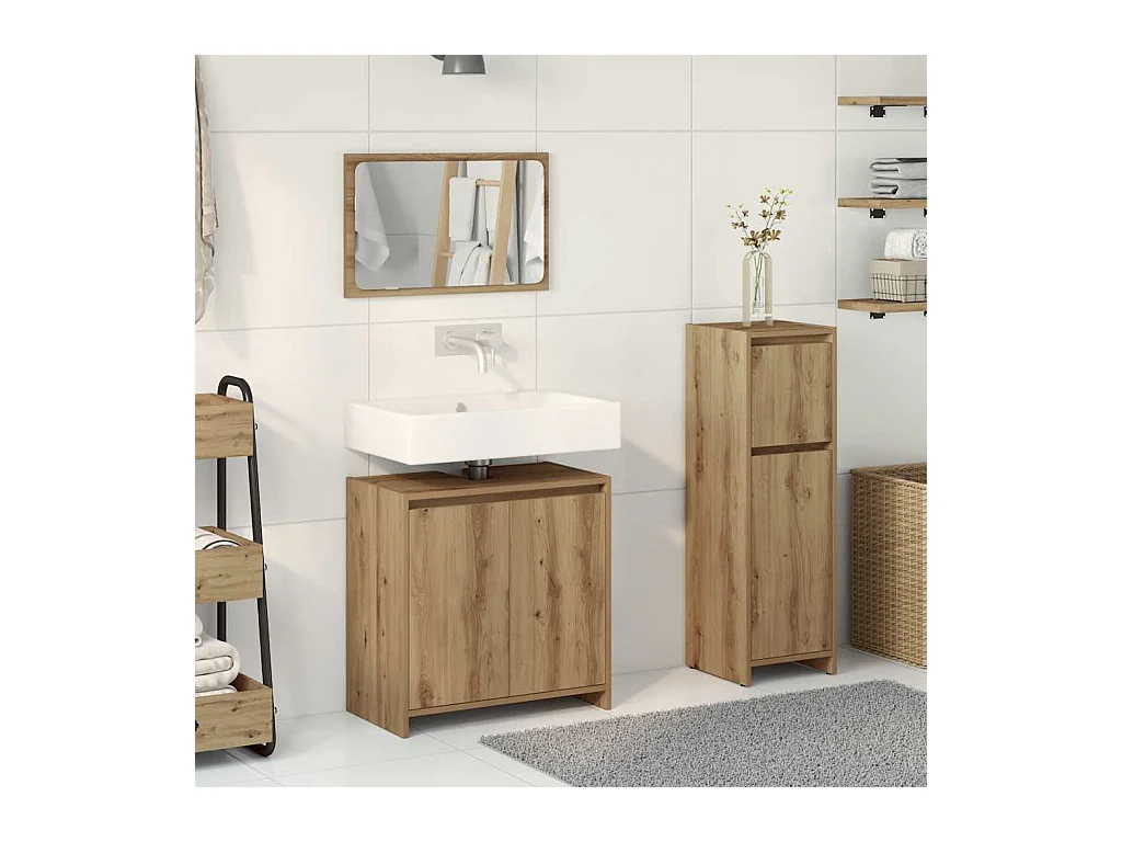 Ensemble de meubles salle de bain 3 pcs bois d'ingénierie