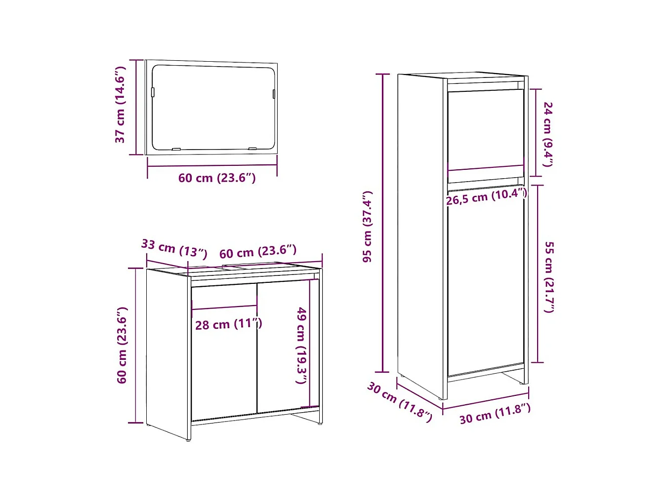 Ensemble de meubles salle de bain 3 pcs bois d'ingénierie