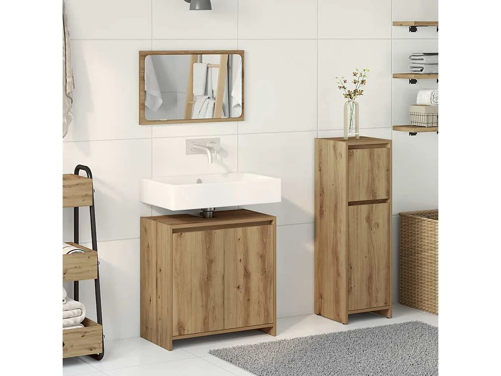 Ensemble de meubles salle de bain 3 pcs bois d'ingénierie
