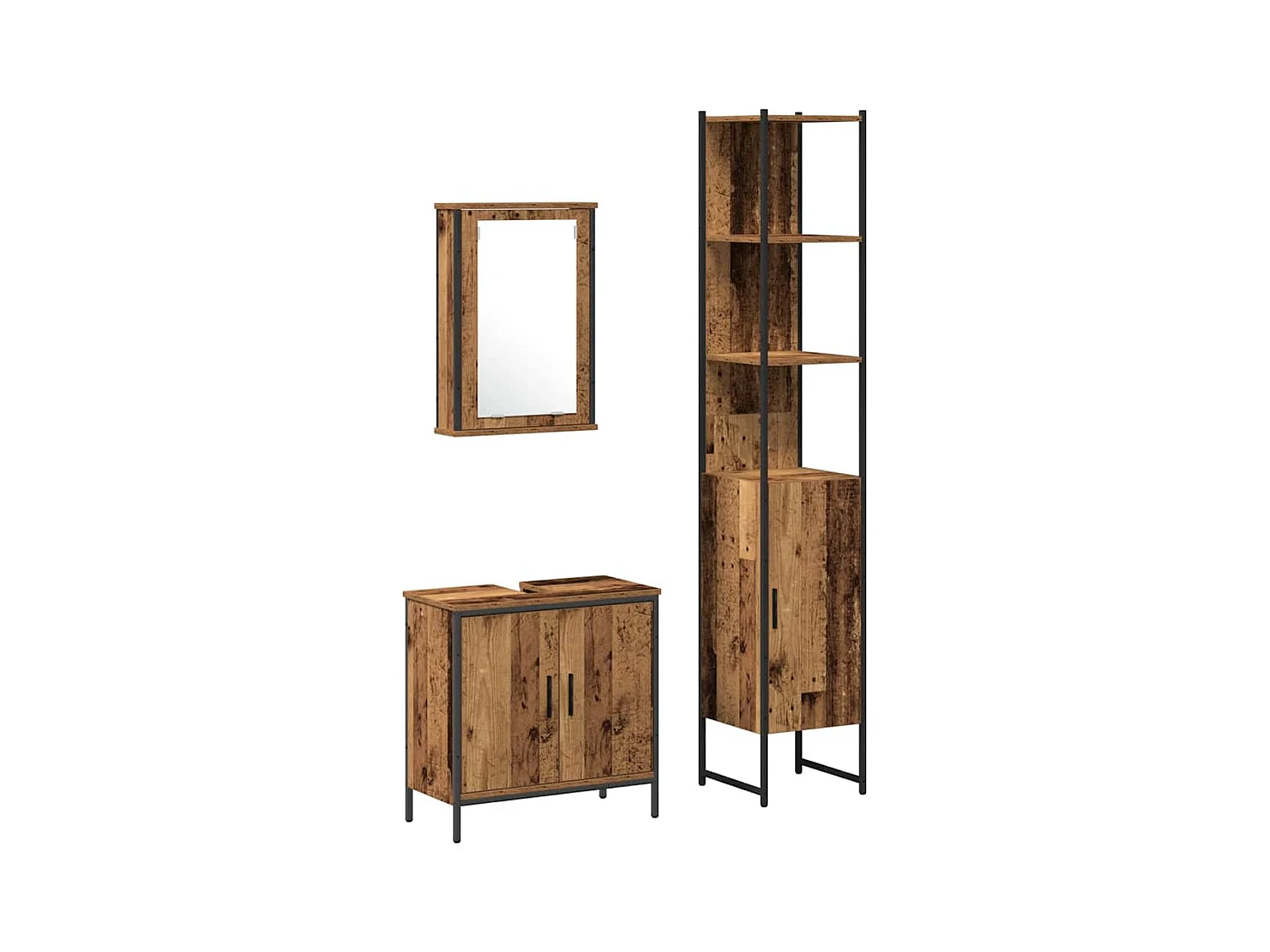 Ensemble de mobilier de salle de bain avec étagère 3 pcs Marron