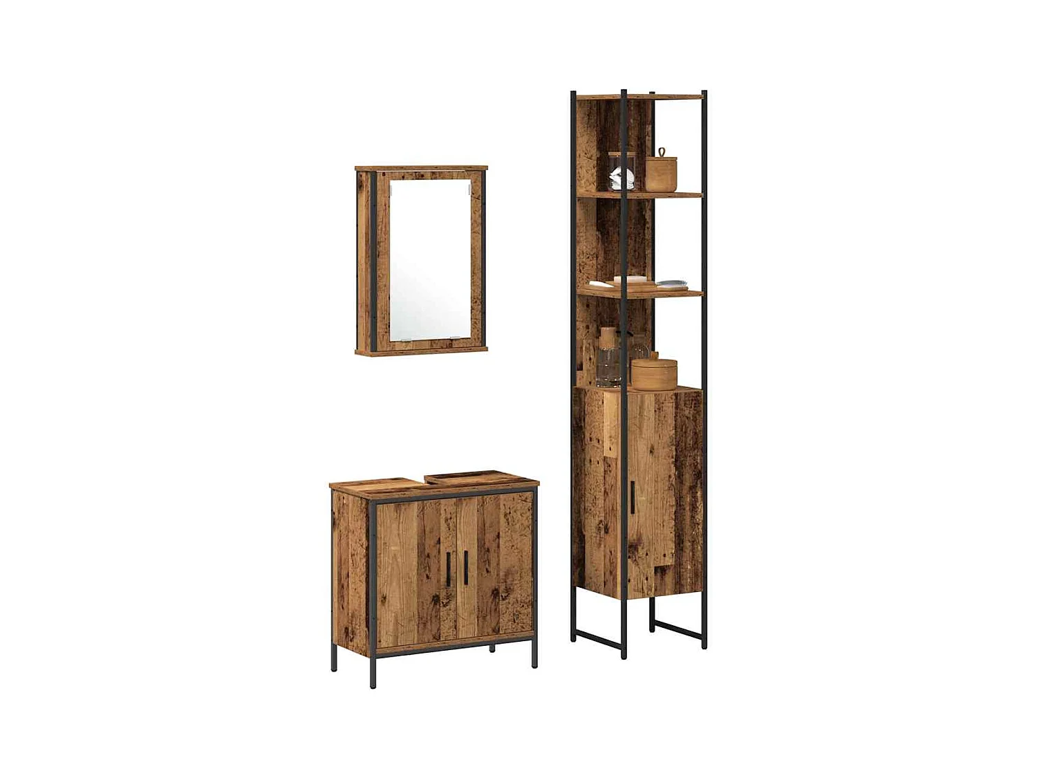 Ensemble de mobilier de salle de bain avec étagère 3 pcs Marron