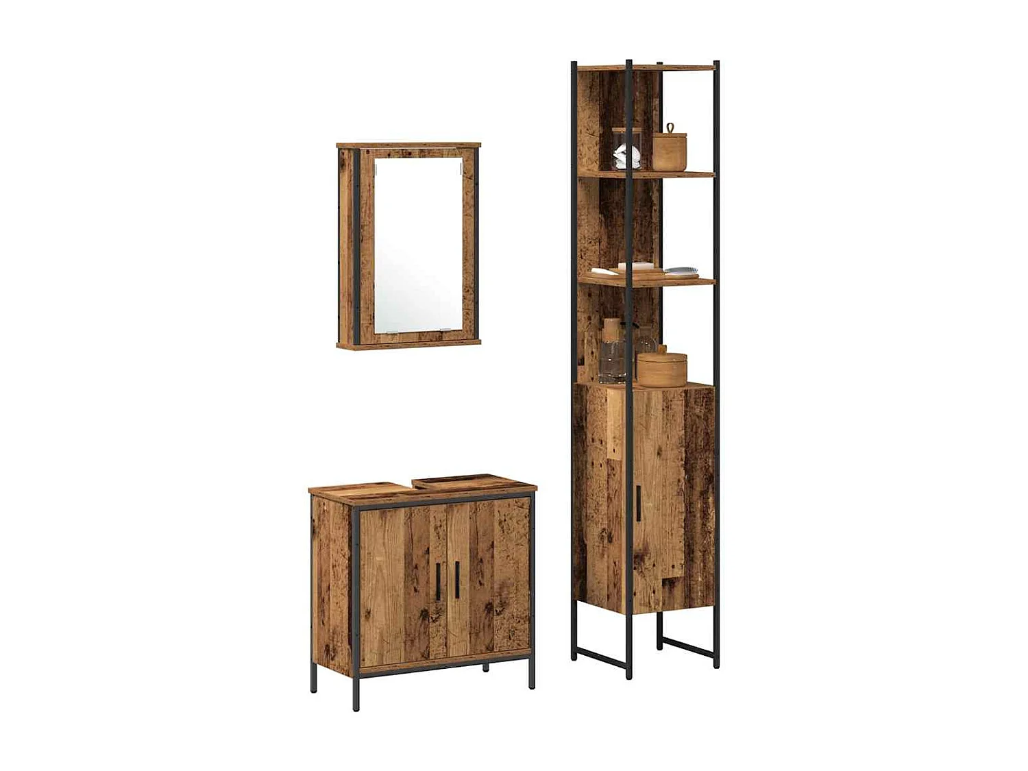 Ensemble de mobilier de salle de bain avec étagère 3 pcs Marron