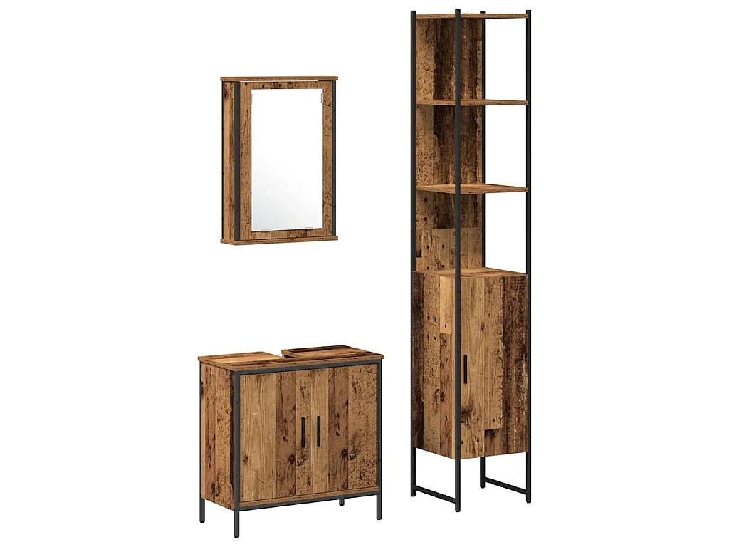 Ensemble de mobilier de salle de bain avec étagère 3 pcs Marron