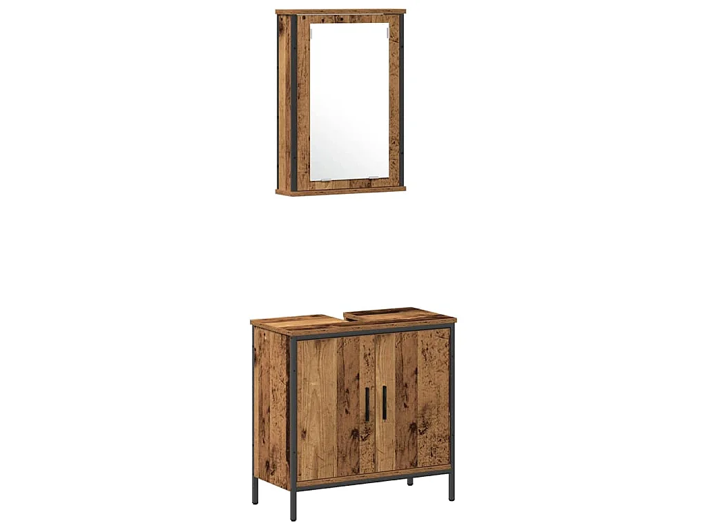 Ensemble de mobilier de salle de bain avec étagère 3 pcs Marron