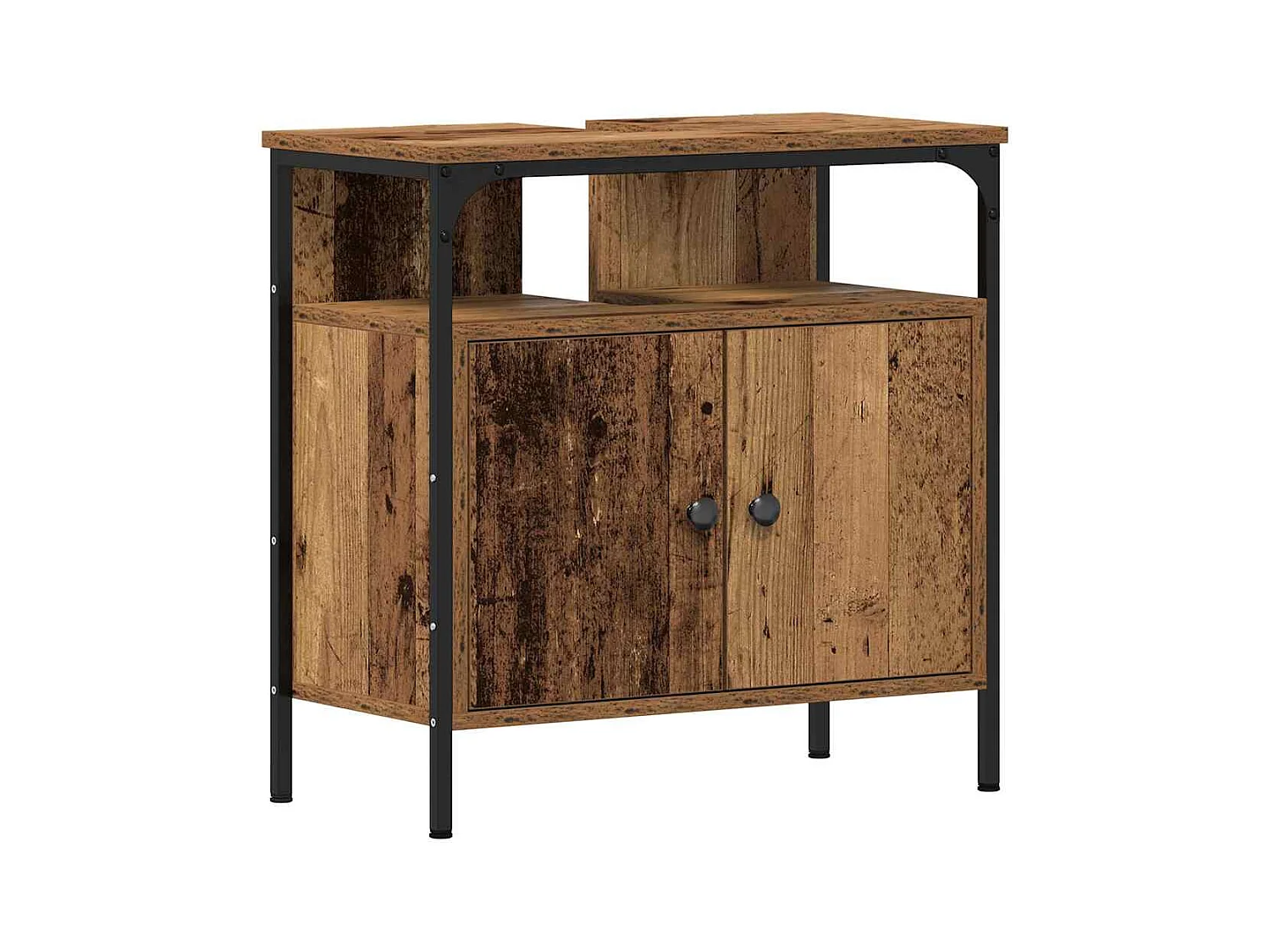 Conjunto de muebles de baño con puerta 2 piezas Marrón