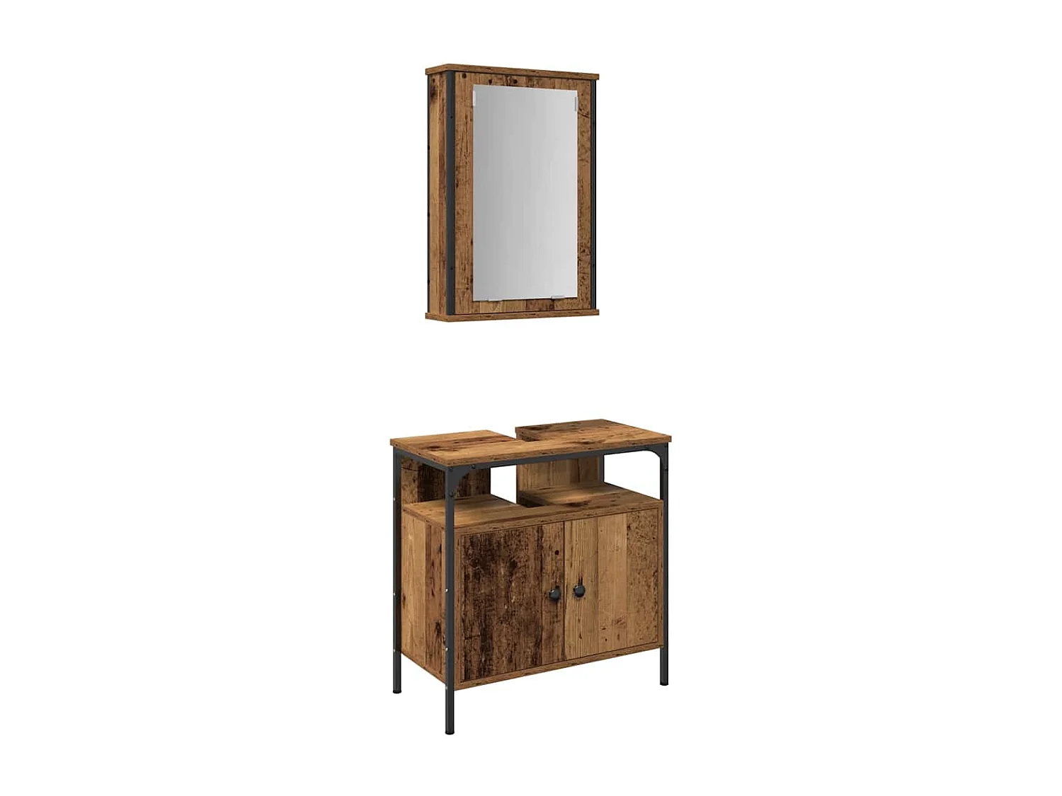 Ensemble de mobilier de salle de bain avec porte 2 pcs Marron