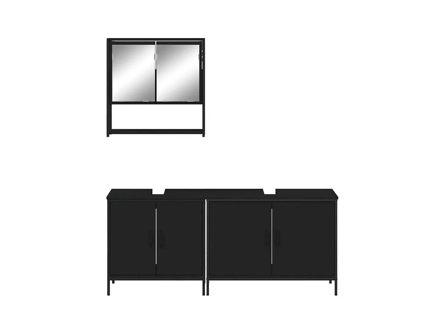 Ensemble de meubles salle de bain 3 pcs noir bois d'ingénierie