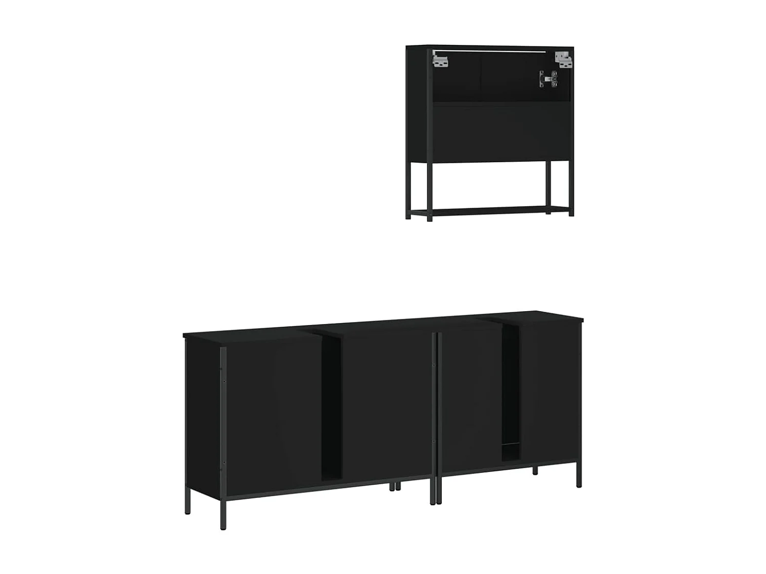 Ensemble de meubles salle de bain 3 pcs noir bois d'ingénierie