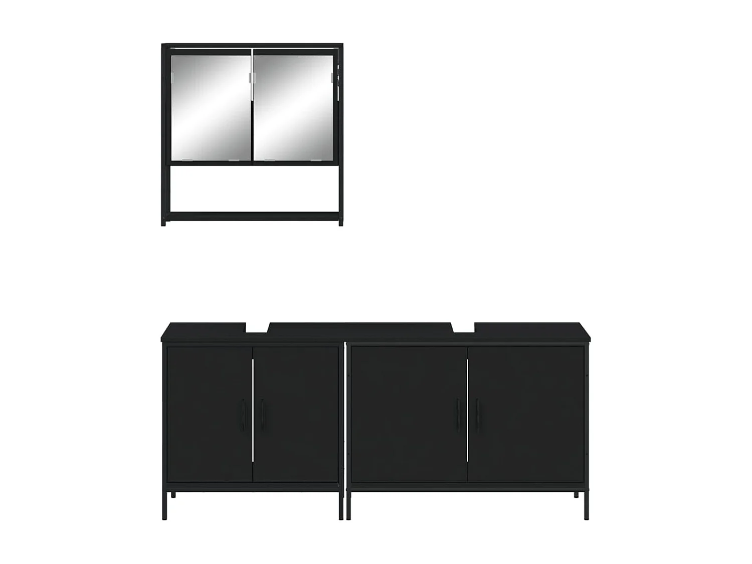 Ensemble de meubles salle de bain 3 pcs noir bois d'ingénierie