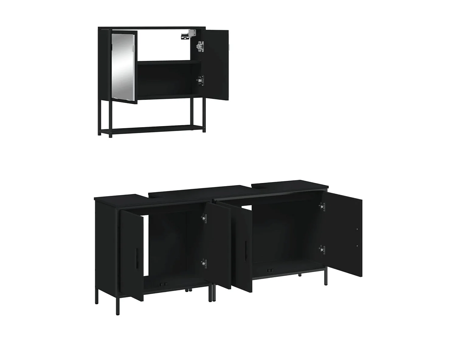 Ensemble de meubles salle de bain 3 pcs noir bois d'ingénierie