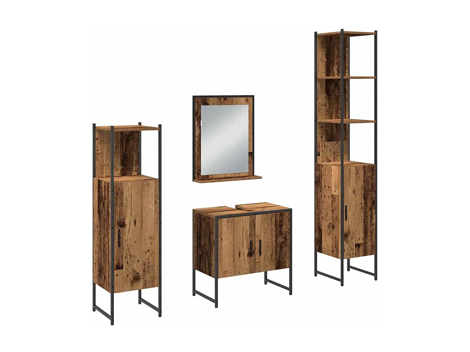 Ensemble de mobilier de salle de bain avec porte 4 pcs Marron